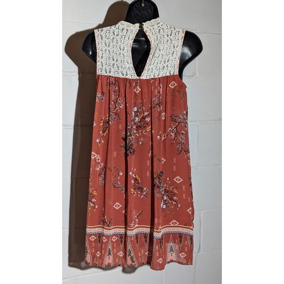 Xhilaration Floral Dress Lace Yoke Trim Sleeveless Sundress Boho Small - Picture 3 of 6